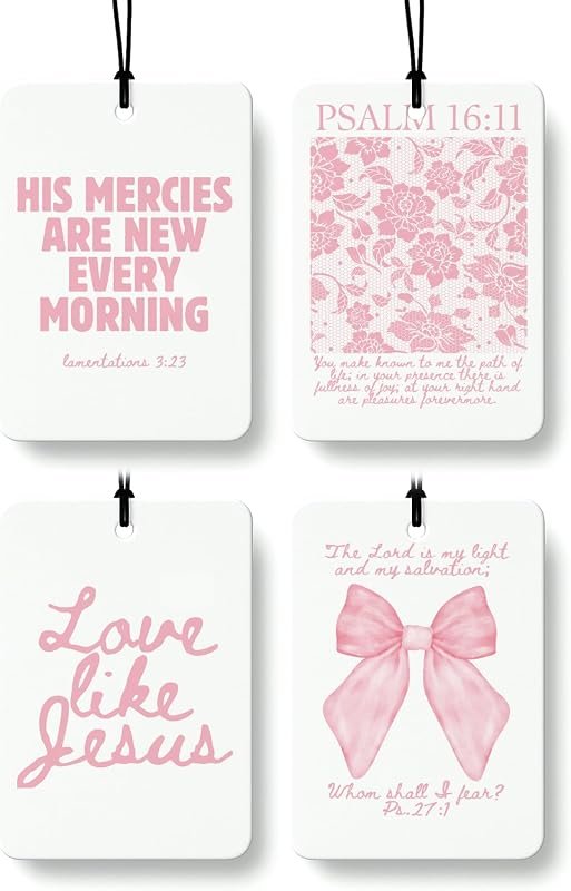 Pink Christian Bow Floral Car Air Fresheners