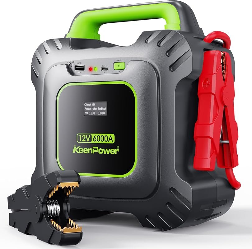KeenPower 6000A supercapacitor jump starter with inflator