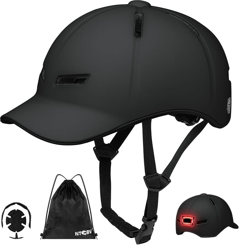 Adult bike and scooter helmet with rear light