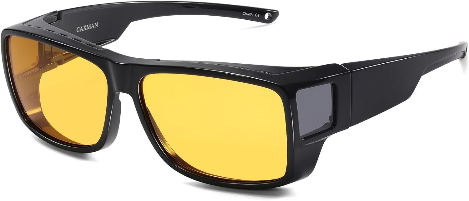 CAXMAN amber yellow polarized fit-over night driving glasses