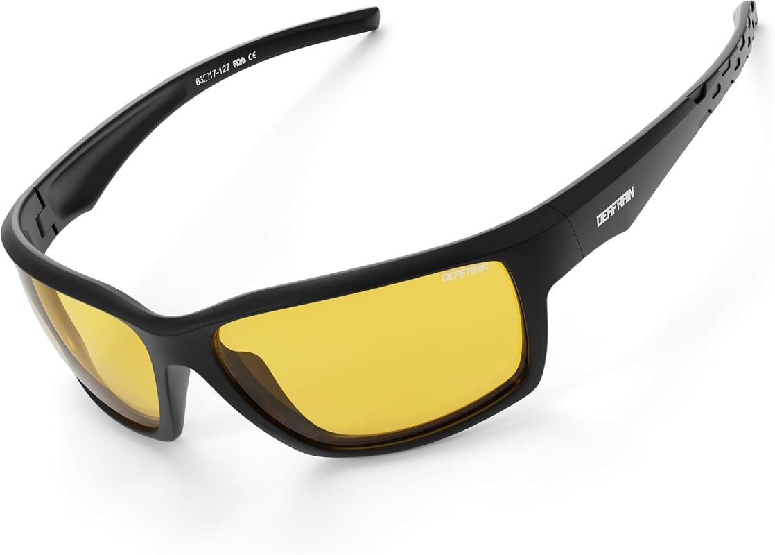 DEAFRAIN Yellow Anti-Glare Wraparound Driving Glasses