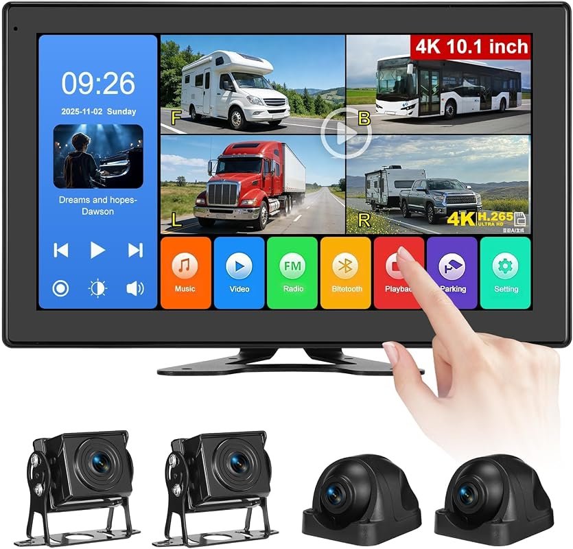 10.1-Inch 4K RV Backup Camera System