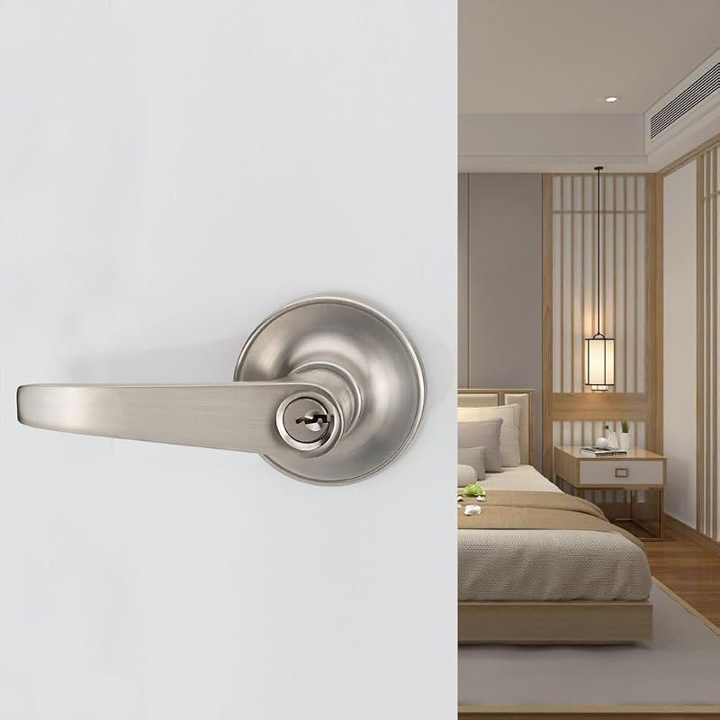 Cabagii silver keyed entry door lever
