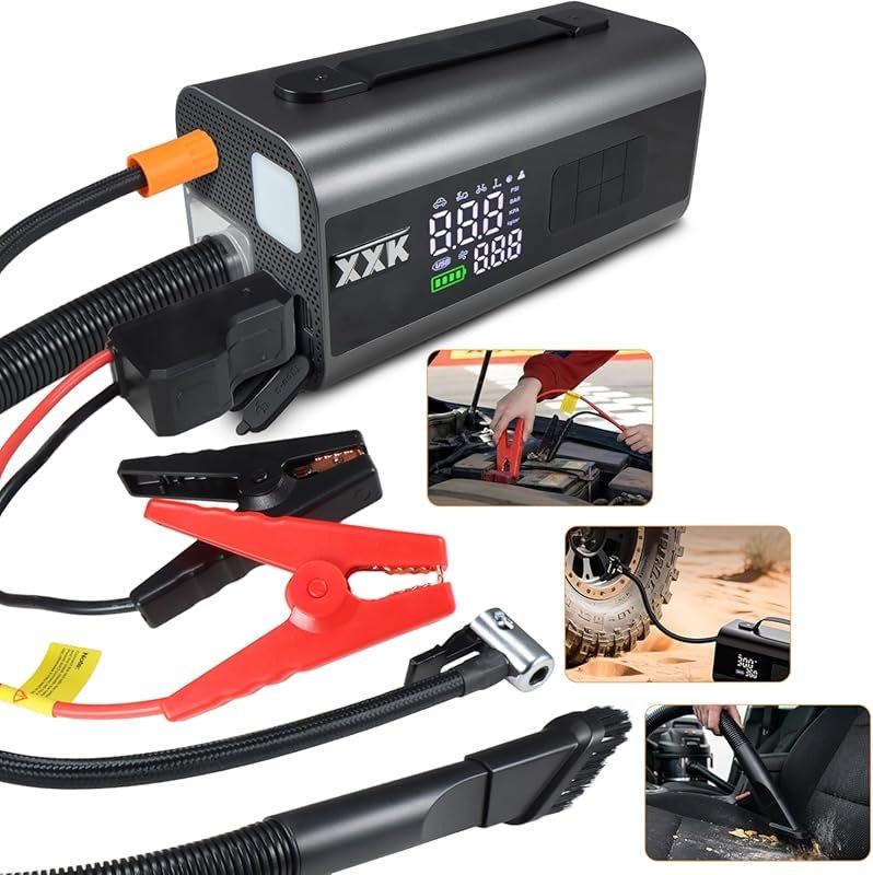 2000A car jump starter with inflator and vacuum