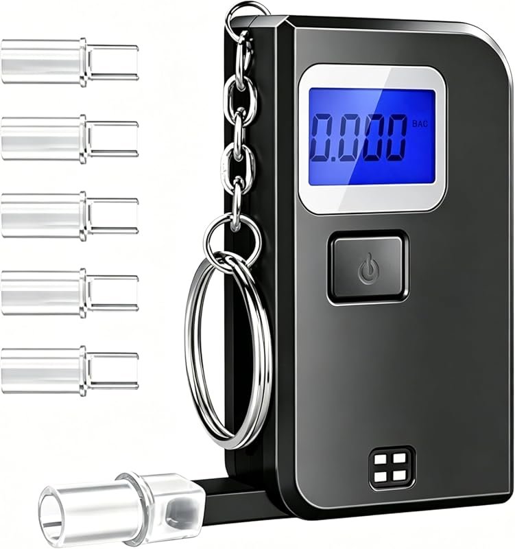 Keychain breathalyzer with LCD display