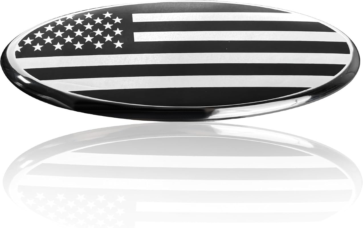 7-Inch Silver American Flag Grille Badge