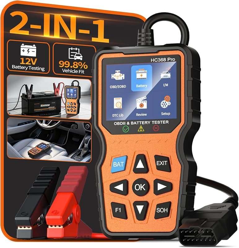 OBD2 scanner with 12V battery tester