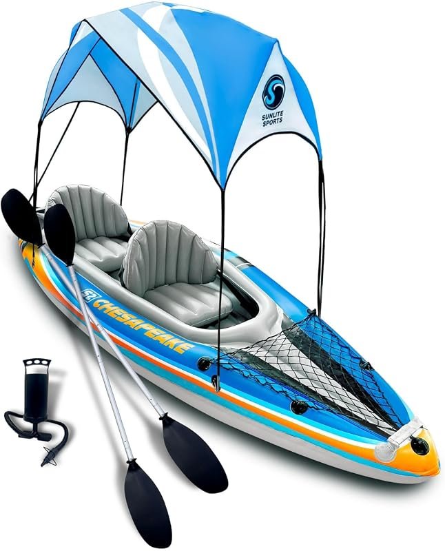 Sunlite Sports two-person inflatable kayak with canopy