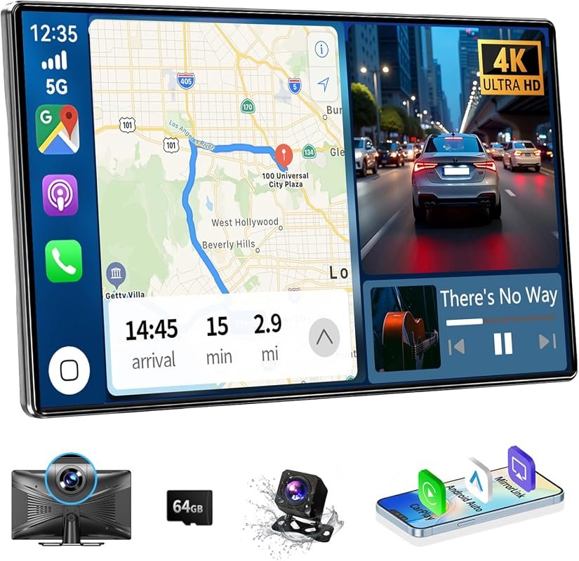 Wireless CarPlay Screen with dash cameras